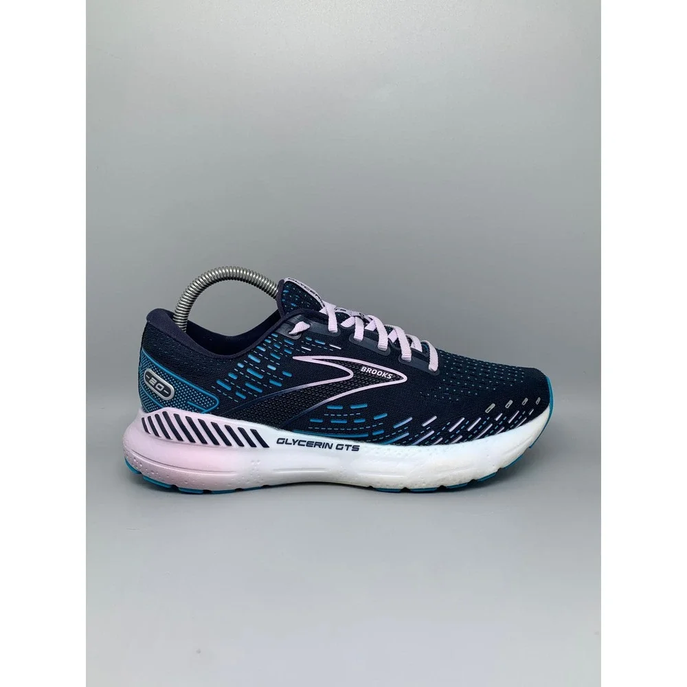 Brooks Glycerin‎ GTS 20 Navy Pink Running Shoes 1203701B412 Women's Sz 8.5